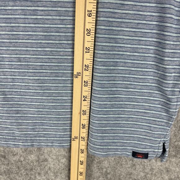Faherty Movement Polo Shirt Mens Large Blue Striped Pima Cotton Modal Stretch - Picture 8 of 13